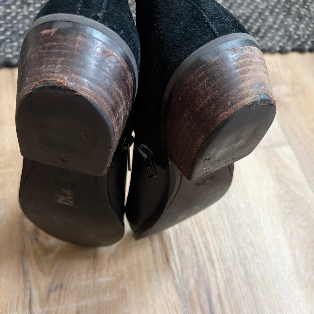 Coach Carmen Booties Women 10B EU40 Black Leather Suede Mixed Media Ankle Boots